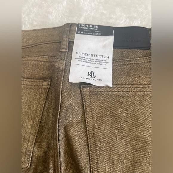 Ralph Lauren High Rise Skinny Ankle Golden (Bronze) Jeans - Picture 10 of 10